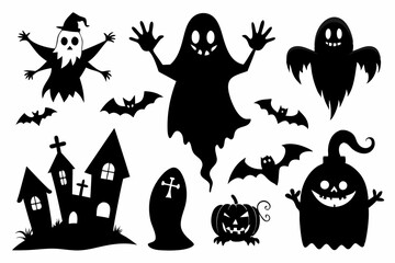 halloween ghosts silhouette