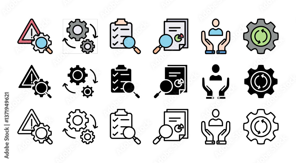 Poster incident management icon set with multiple style the incident, process, detection, analysis, initial