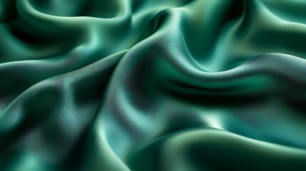 Fototapeta premium A silky texture in shades of deep forest green and soft mint, with intricate patterns of light and shadow that create a natural, calming effect,