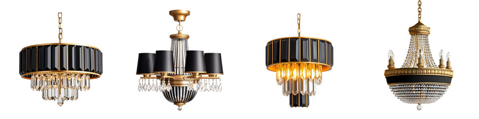 A collection of exquisite ornate crystal chandeliers in various styles ranging from classic to contemporary that add a touch of glamour and sophistication to an interior setting