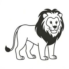 Hand drawn black and white lion art wildlife illustration 