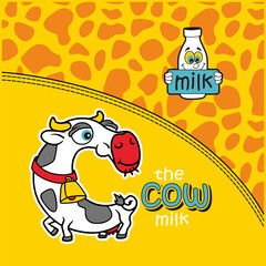 cute cow with milk, Animal Nature, isolated Flat Vector Illustration