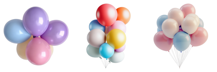 Colorful balloons isolated on transparent background. PNG , se of