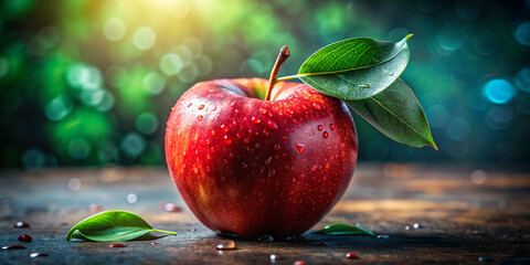Nature's Perfection Ripe Apple with Leaf