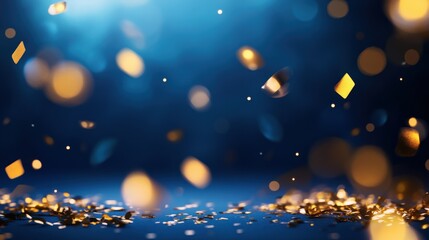 Blue backdrop with golden confetti