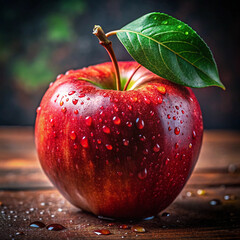 Nature's Perfection Ripe Apple with Leaf