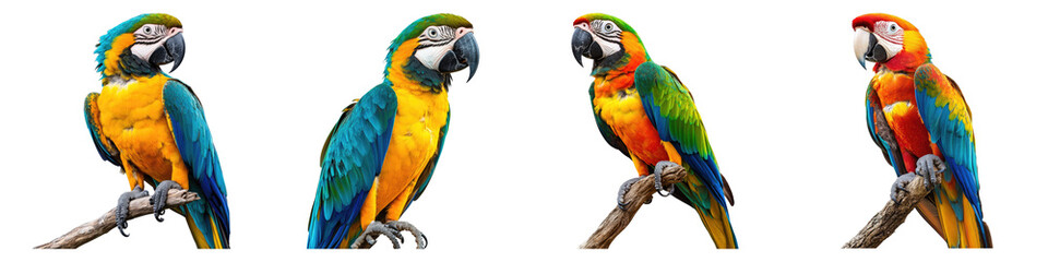 Fototapeta premium Colorful parrot perched isolated on transparent background. PNG , se of