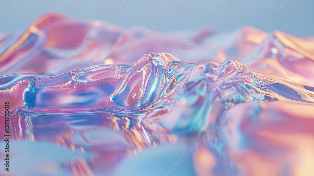 Poster abstract colorful waves of light reflecting in a glossy surface creating a dreamy and ethereal visua