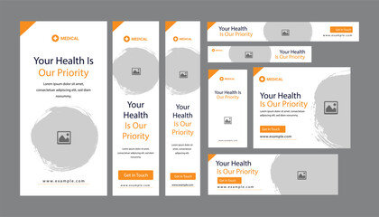 Medical healthcare service Social Media Post Template, hospital clinic promotion web banner, medical social media post, business promotion banner for doctor, medical social media post set