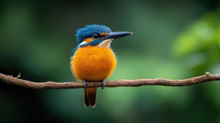 Colorful Kingfisher perched on branch