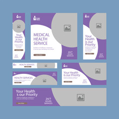 Medical healthcare service Social Media Post Template, hospital clinic promotion web banner, medical social media post, business promotion banner for doctor, medical social media post set