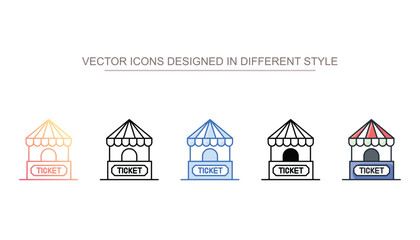 Ticket Booth icon design with white background stock illustration