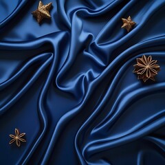 Elegant Navy Blue Silk Satin – Luxurious & Shiny | Dark Satin Fabric – Smooth & Sophisticated