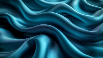 Fototapeta premium A silky texture in shades of deep teal and aqua, with intricate folds and highlights that create a sense of depth and tranquility,