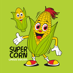 super cute corn, Natural fruits, isolated Flat Vector Illustration