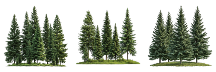 Green fir pines spruce tree isolated on transparent background. PNG , se of