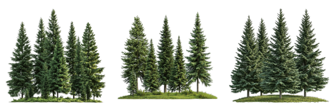 Green fir pines spruce tree isolated on transparent background. PNG , se of - Powered by Adobe