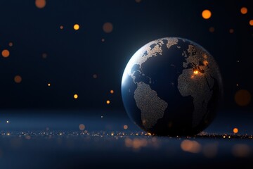 World globe with glowing continents