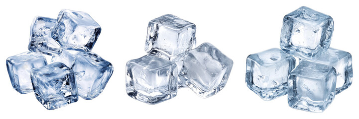 Obraz premium Ice cubes isolated on transparent background. PNG , se of