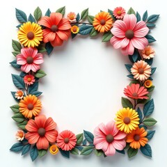 Obraz premium vivid flower border with bright nature-inspired shades