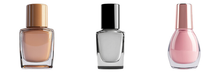 Empty nail polish bottle isolated on transparent background. PNG , se of