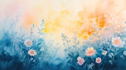 Watercolor Garden Sunset