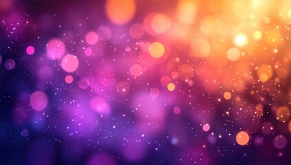 Vibrant bokeh lights create a dreamy and colorful abstract background in purple and orange hues.