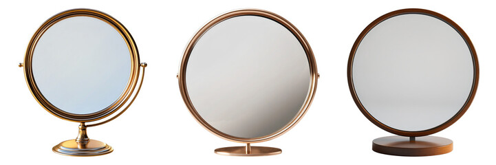 Round table mirror isolated on transparent background. PNG , se of