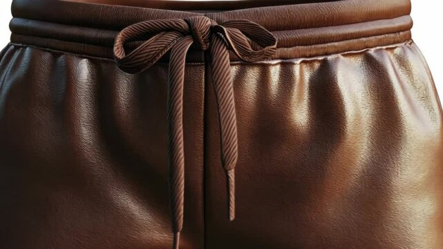 Stylish brown faux leather joggers with elastic waistband and drawstring detail perfect for casual or active wear