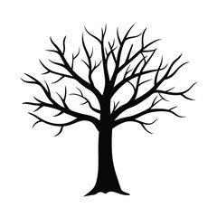 Bare Tree Silhouette Hand-Drawn Tree Design.eps