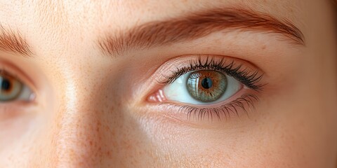 Obraz premium Close-up of a woman's green eye, highlighting natural beauty and detail.