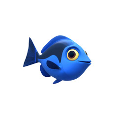 Obraz premium Adorable 3D Cartoon Blue Tang Fish Character