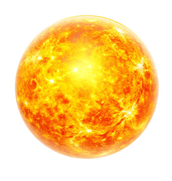 Realistic Sun with Solar Flares &ndash; Transparent Background.
