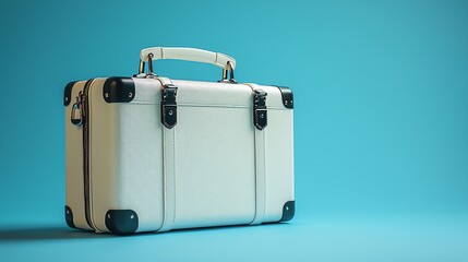Vintage Suitcase on a Bright Turquoise Background Ideal for Travel or Adventure Themes