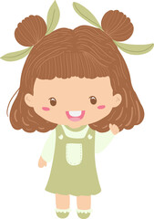 A smiling girl in an earthy setting, representing her love for the planet and global environmental awareness, embodying the importance of nature conservation and sustainable living.