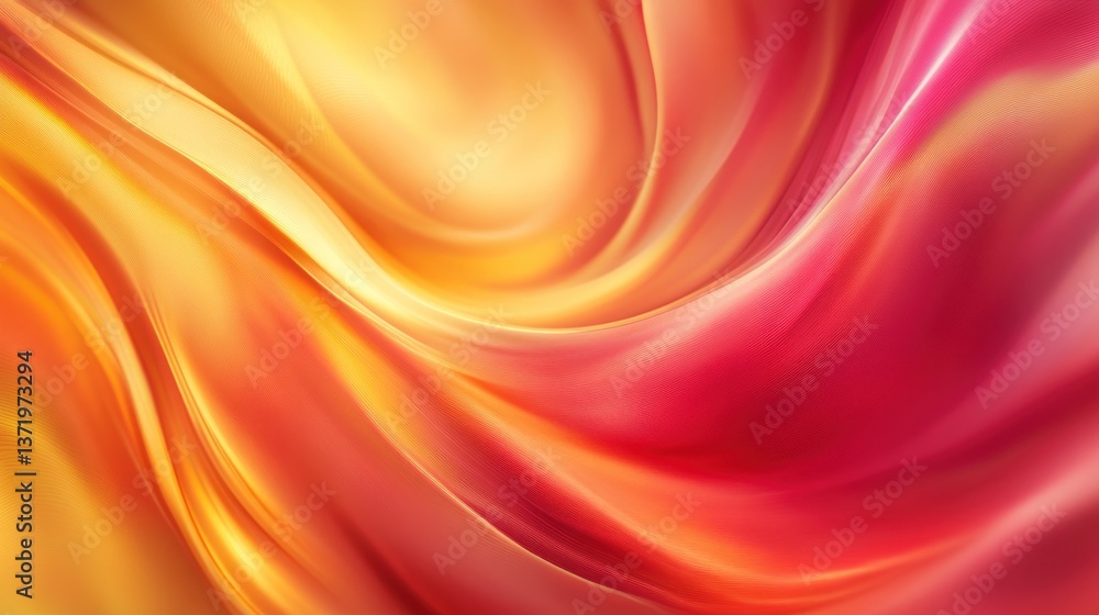 Poster abstract waves with warm gradient background in a smooth silk style texture
