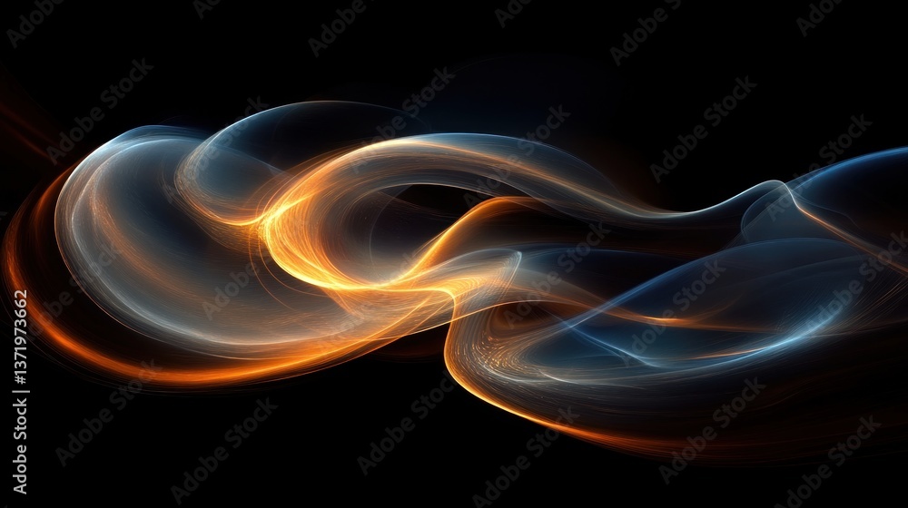 Poster abstract dynamic waves with luminous effect on black background concept