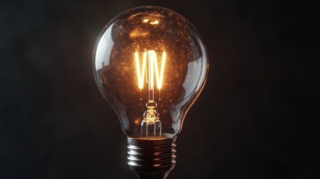 Radiant Filament: An illuminated vintage light bulb against a dark background