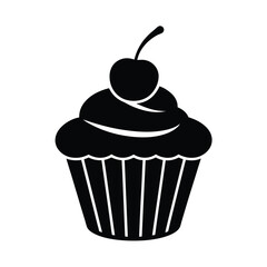cupcake with cherry vector illustrations