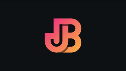 gradient 3d connected alphabet letter jb logo design 