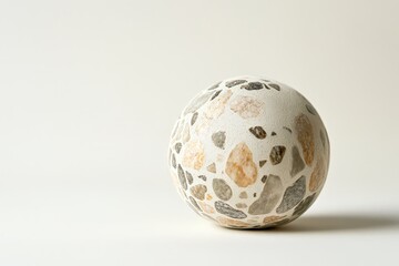 A smooth sphere with a patterned design stands isolated alone