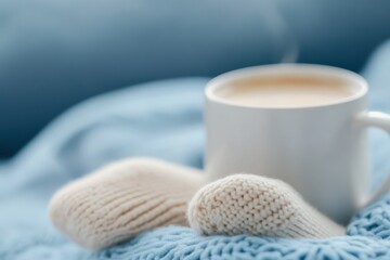 Warm coffee with mittens