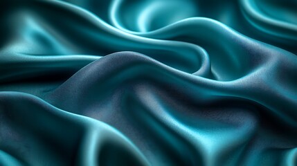 Obraz premium A silky texture in shades of deep teal and aqua, with intricate folds and highlights that create a sense of depth and tranquility,