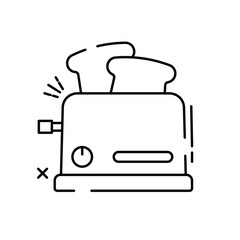 The image shows a cartoon illustration of a red toaster with two slices of toasted bread popping up
