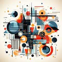 Obraz premium Geometric Patterns and Modern Art Elements in a Memphis Design Style