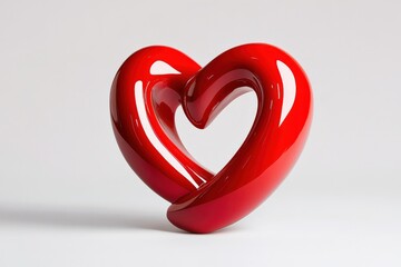 Red heart shiny sculpture art object