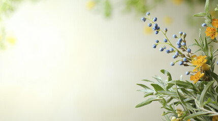 Obraz premium Delicate flowers and greenery create serene and elegant atmosphere