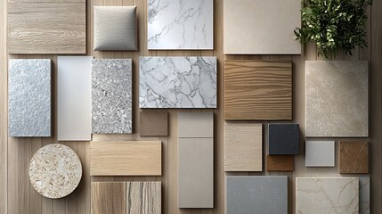 Modern Material Palette: Wood, Marble, and Stone Textures
