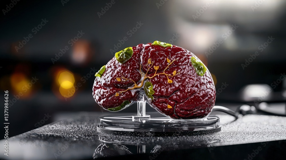 Aufkleber anatomical study of a human kidney medical laboratory 3d render experimental setting close-up view h