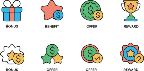 Bonus, Benefit, Offer and Reward Icons